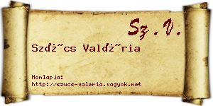 Szűcs Valéria névjegykártya